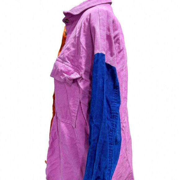 Vici XS Extra Small Women's Color-block Corduroy Shacket‎ Multicolor Shirt Boho - Picture 7 of 10